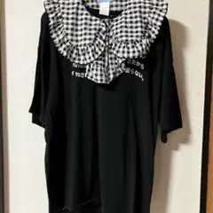 しまむら　ぬた。　コラボ　Tシャツ　付け襟　ギンガムチェック　サブカル　Mサイズ