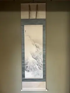 福井江亭/山水図/農作業図/掛軸☆宝船☆AB-613 福井江亭/山水図/農作業図/掛軸☆宝船☆AB-613