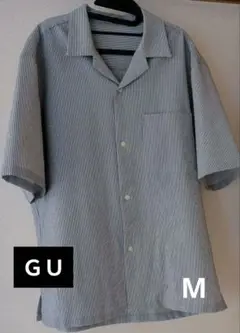 ＧＵシアサッカーオープンカラーシャツ(5分袖) Мサイズ