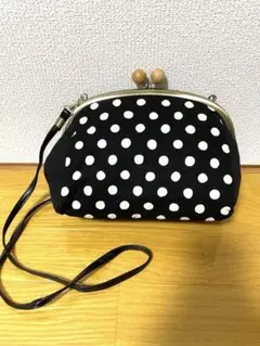 ハンドメイド　水玉模様　がま口バッグ　ショルダー