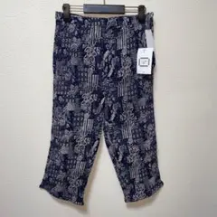 最安値❣️ネイビー　花柄　パンツ ステテコ　ウエストゴム　綿100% M 新品