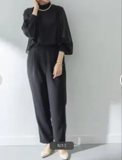 【美品】ラメゾンLA MAISON　シフォンオールインワン黒アーバンリサーチ
