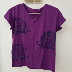 【中古】UNIQLO Lina Larson ハリネズミ Tシャツ 紫