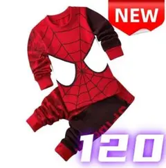 ⭐新品⭐スパイダーマン キッズパジャマ 上下セット 長袖 赤黒 綿 120cm