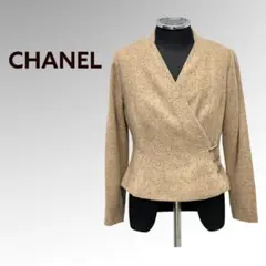 シャネル カシミヤ100% COCOココマーク 金具フック ノーカラージャケット