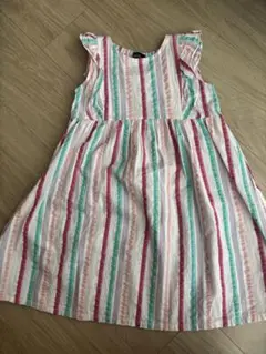 ストライプ ノースリーブ ワンピース 110cm グリーンレーベルリラクシング