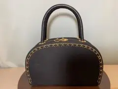 ギンザカネマツ GINZA KANEMATSU ハンドバッグ 黒 革 中古