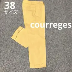 美品　クレージュ　イエローパンツ　裾リボン折り返しデザイン