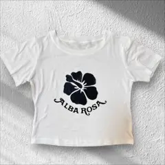 ラスト1点！！希少 アルバローザ Tシャツ ハイビスカス ロゴ 白×黒