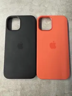 Apple純正 iPhone12 proシリコンケース ブラック オレンジ