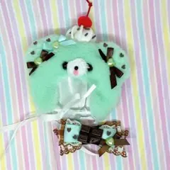 ぬい服 ぼうし 被り物 10〜12㎝サイズ くま ミント④