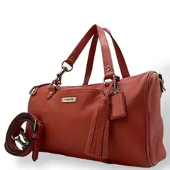 COACH コーチ ミニボストンバッグ 2way クロスボディ シボ革 レッド