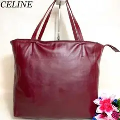 【CELINE♪】ホリゾンタルカバ トートバッグ レザー ボルドー フィービー期