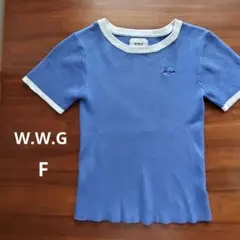 ★W.W.G★リブニット カットソー 半袖 ブルー F