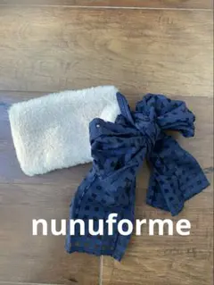 runurume ターバン　ネイビー/ホワイト　ボア