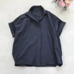 エルベンスドゥ ドルマントップス ブラウス スキッパーシャツ シンプル 無地 紺