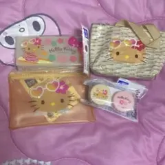日焼けキティ セリア ポーチ ケース 4点 キティ