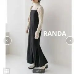 美品 RANDA ランダ 裾プリーツ キャミソールワンピース ブラック S〜M