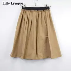 Lilly Lynque フレアスカート М ベージュ ハリ感 ウエストゴム切替