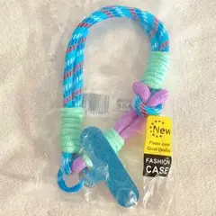 スマホストラップ　ロープ　キーホルダー　フォンタブ　ブルー