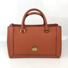MCM エムシーエム レザー トートバッグ ハンドバッグ オレンジ レディース