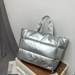 【シルバー バッグ】　縦30cm 横50cm マチ20cm 送料無料　匿名配送