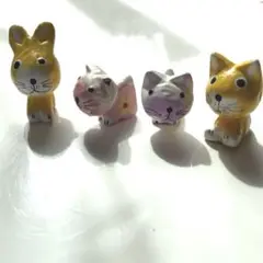 ミニチュア ウサギとネコの置物セット