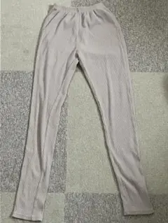 リブ レギンス ベージュ