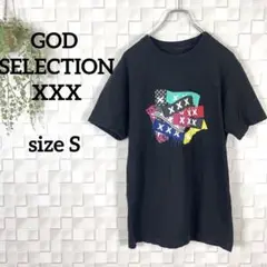 【ゴッドセレクションXXX 】半袖Tシャツ ロゴプリント ビッグプリント 黒 S