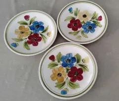 AKECHI JAPAN 花柄陶器皿 3枚セット