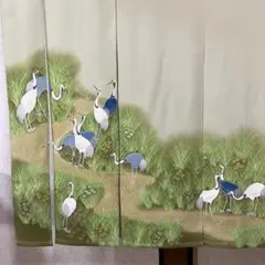 鶴模様の和風のれん横〜132–丈〜125!