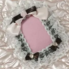 B8 硬質ケース デコ リボン ピンクチョコ レース トレカデコ ビジュー