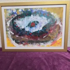 ☆障害者アート☆タイトル・食べるということ アクリル絵の具 ラメ入り 抽象画