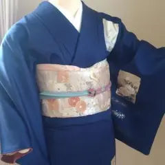 訪問着 付下げ 濃い青紫 花柄