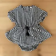 テータテート 半袖ロンパース ギンガムチェック　80