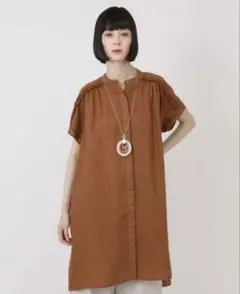 ヒロコビス 麻製品染めロング丈ブラウス