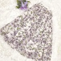 Karl Park Lane フラワーミドル丈　フレアスカート　Ｌ