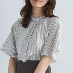 グリーンレーベル　スカーフタイ フレア- スリーブ ブラウス