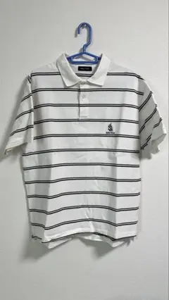 NAUTICA ホワイト ストライプ ポロシャツ