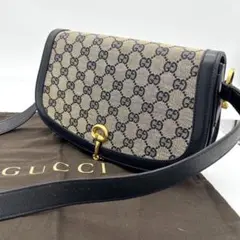 GUCCI ショルダーバッグ キャンバス レザー GG ネイビー×レッド