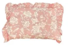 新品未使用　35×50 L型　枕カバー　綿100 花柄フリル付き枕カバー ピンク