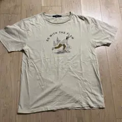 GO WITH THE FLOW プリント Tシャツ L ベージュ