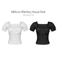 QUNG リボンシャーリングシュガーknit
