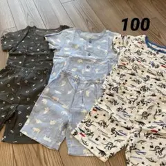 キッズパジャマ3枚セット　100 ゴム変え口あり　綿100% 前あき　ダイナソー