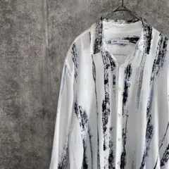 ZARA ザラ 長袖 シャツ ブラシストローク柄 アート　個性的　レーヨン　L