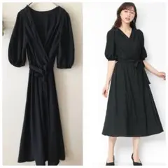 【新品未使用】GU 2WAYカシュクールワンピース 黒 透け感 5分袖