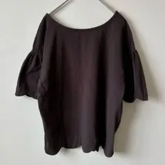 ダブルクローゼット　半袖　カットソー　袖が可愛い　ブラウン系　F トップス