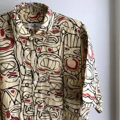 古着 総柄 レーヨン　シャツ