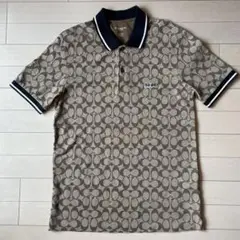 COACHコーチ　シグネチャー柄ポロシャツ　ブラウン　ベージュ