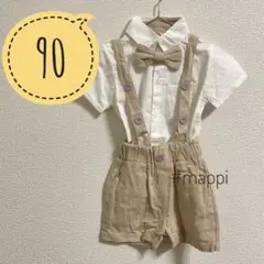 新品 90 ベージュ フォーマル セットアップ 半袖 男の子 2歳 誕生日 夏